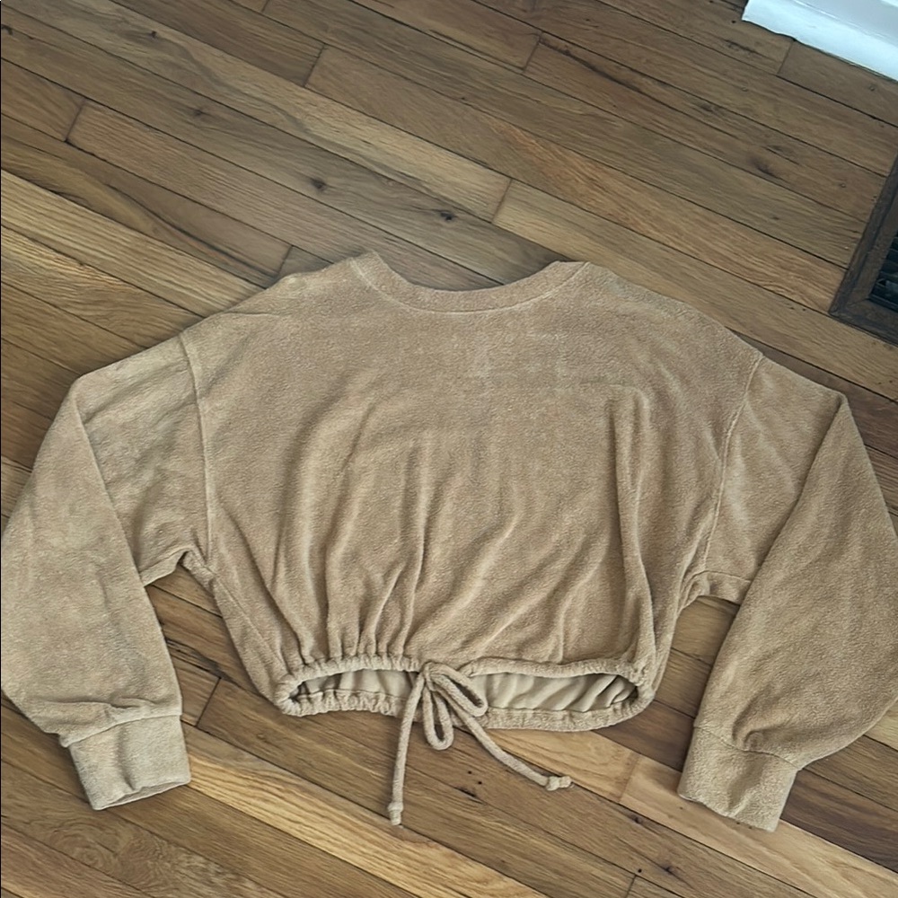 Cozy Tan Drawstring Women's Top